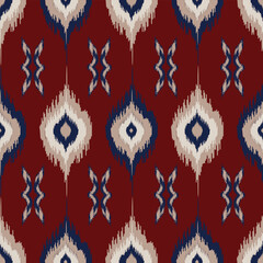 Seamless Ikat ethnic pattern. Abstract textured background