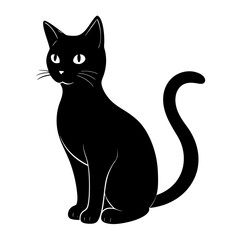 black cat silhouette, cat vector illustration, pet vector art, cats silhouette, black cat vector icon, eps, cartoon black cat