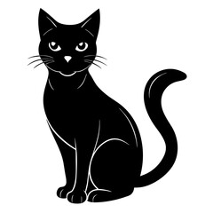 black cat silhouette, cat vector illustration, pet vector art, cats silhouette, black cat vector icon, eps, cartoon black cat