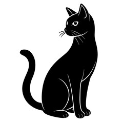 black cat silhouette, cat vector illustration, pet vector art, cats silhouette, black cat vector icon, eps, cartoon black cat