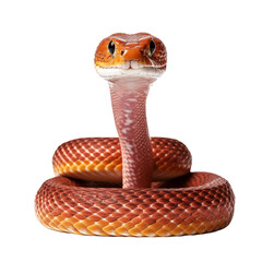 Fototapeta premium Coiled Red Snake With Alert Expression On Transparent Background
