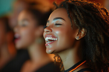 Photograph of a Multi-Ethnic Choir Singing Together: Creating harmony through music.