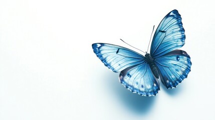 Blue Morpho Butterfly on White Background