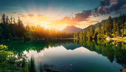 Fototapeta premium 석양의 아름다운 전원