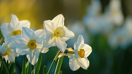 Fototapeta premium White daffodils (Narcissus papyraceus) in spring