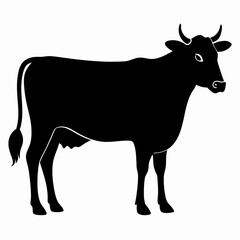 Black silhouette of a cow, cow vector illustration, pet vector art, cows silhouette, animal vector icon, eps, Cartoon cow