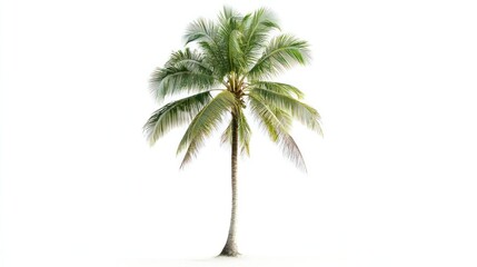 Single Palm Tree Isolated on White Background