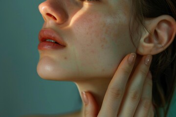 Close-up portrait of a woman with freckles, a natural and unique facial feature