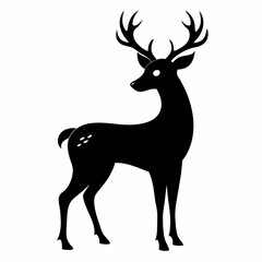 deer illustration, deer vector illustration, pet vector art, deers silhouette, animal vector icon, eps, Cartoon deer