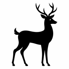 Obraz premium deer illustration, deer vector illustration, pet vector art, deers silhouette, animal vector icon, eps, Cartoon deer