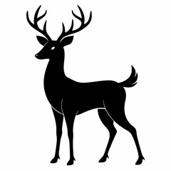 Obraz premium deer illustration, deer vector illustration, pet vector art, deers silhouette, animal vector icon, eps, Cartoon deer