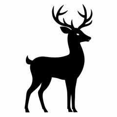 deer illustration, deer vector illustration, pet vector art, deers silhouette, animal vector icon, eps, Cartoon deer