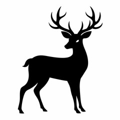 Obraz premium deer illustration, deer vector illustration, pet vector art, deers silhouette, animal vector icon, eps, Cartoon deer