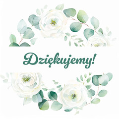 Dziękujemy napis w ramce w kwiaty © Monika Janiak-Klicha