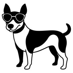Dog with sunglasses, dog vector illustration, pet vector art, dogs silhouette, animal vector icon, eps, A Jack Russell terrier dog wearing sunglasses