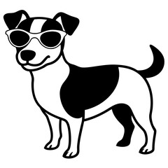 Dog with sunglasses, dog vector illustration, pet vector art, dogs silhouette, animal vector icon, eps, A Jack Russell terrier dog wearing sunglasses