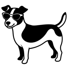 Dog with sunglasses, dog vector illustration, pet vector art, dogs silhouette, animal vector icon, eps, A Jack Russell terrier dog wearing sunglasses