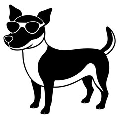 Dog with sunglasses, dog vector illustration, pet vector art, dogs silhouette, animal vector icon, eps, A Jack Russell terrier dog wearing sunglasses