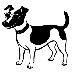 Dog with sunglasses, dog vector illustration, pet vector art, dogs silhouette, animal vector icon, eps, A Jack Russell terrier dog wearing sunglasses