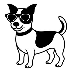Dog with sunglasses, dog vector illustration, pet vector art, dogs silhouette, animal vector icon, eps, A Jack Russell terrier dog wearing sunglasses