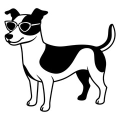 Dog with sunglasses, dog vector illustration, pet vector art, dogs silhouette, animal vector icon, eps, A Jack Russell terrier dog wearing sunglasses