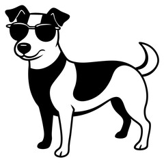 Dog with sunglasses, dog vector illustration, pet vector art, dogs silhouette, animal vector icon, eps, A Jack Russell terrier dog wearing sunglasses