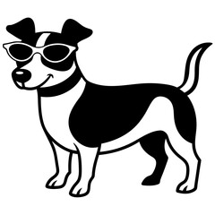 Dog with sunglasses, dog vector illustration, pet vector art, dogs silhouette, animal vector icon, eps, A Jack Russell terrier dog wearing sunglasses