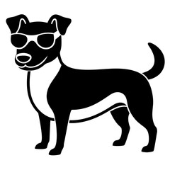 Dog with sunglasses, dog vector illustration, pet vector art, dogs silhouette, animal vector icon, eps, A Jack Russell terrier dog wearing sunglasses
