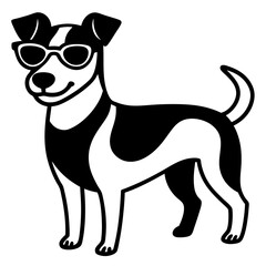 Dog with sunglasses, dog vector illustration, pet vector art, dogs silhouette, animal vector icon, eps, A Jack Russell terrier dog wearing sunglasses