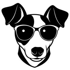 Dog with sunglasses, dog vector illustration, pet vector art, dogs silhouette, animal vector icon, eps, A Jack Russell terrier dog wearing sunglasses