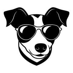 Dog with sunglasses, dog vector illustration, pet vector art, dogs silhouette, animal vector icon, eps, A Jack Russell terrier dog wearing sunglasses