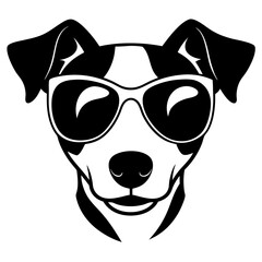 Dog with sunglasses, dog vector illustration, pet vector art, dogs silhouette, animal vector icon, eps, A Jack Russell terrier dog wearing sunglasses