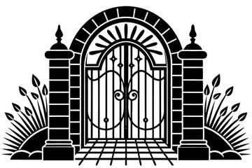 

Gate silhouette vector, Fence Gate Vector illustration
