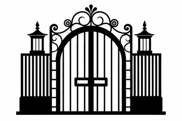 

Gate silhouette vector, Fence Gate Vector illustration
