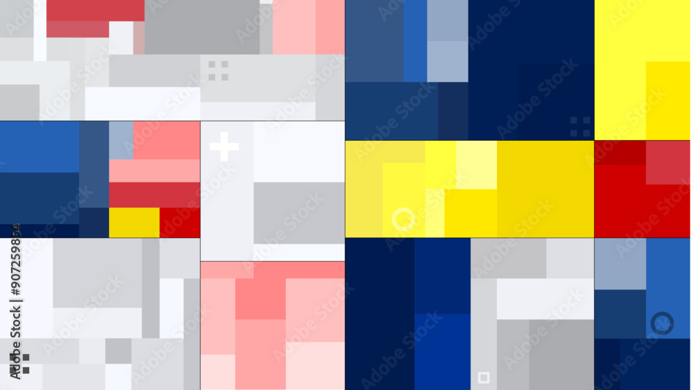 Poster bold, pixelated representation of abstract geometric artwork. seamless pattern