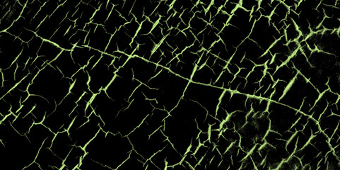 Weathered rough painted surface with patterns of cracks and peeling. cracked white paint on a black background, a black and green drawing of a cracked wall. White wall cracks texture, grunge, 