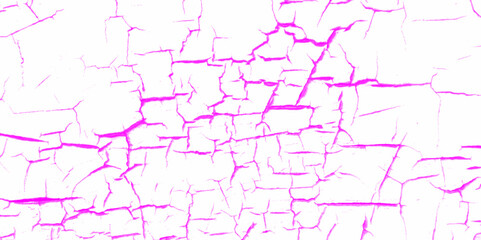 Cracked pink paint on a white background, background with cracks. Peeling paint on the wall. Panorama of a concrete wall with old cracked flaking paint. Panoramic texture for background and design.