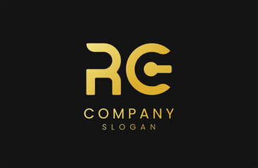 Elegant Gold RC Logo on Black Background