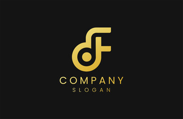 Elegant Gold Musical Note Logo on Black Background