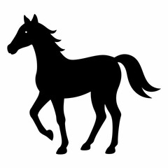 horse silhouette isolated on white, horse vector illustration, pet vector art, horses silhouette, animal vector icon, eps