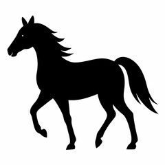 horse silhouette isolated on white, horse vector illustration, pet vector art, horses silhouette, animal vector icon, eps