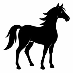 horse silhouette isolated on white, horse vector illustration, pet vector art, horses silhouette, animal vector icon, eps