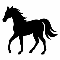 horse silhouette isolated on white, horse vector illustration, pet vector art, horses silhouette, animal vector icon, eps