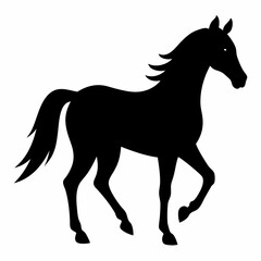 horse silhouette isolated on white, horse vector illustration, pet vector art, horses silhouette, animal vector icon, eps