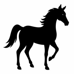 horse silhouette isolated on white, horse vector illustration, pet vector art, horses silhouette, animal vector icon, eps