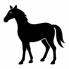 horse silhouette isolated on white, horse vector illustration, pet vector art, horses silhouette, animal vector icon, eps