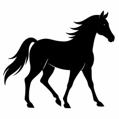 horse silhouette isolated on white, horse vector illustration, pet vector art, horses silhouette, animal vector icon, eps