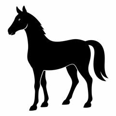 horse silhouette isolated on white, horse vector illustration, pet vector art, horses silhouette, animal vector icon, eps