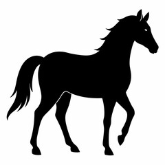 horse silhouette isolated on white, horse vector illustration, pet vector art, horses silhouette, animal vector icon, eps