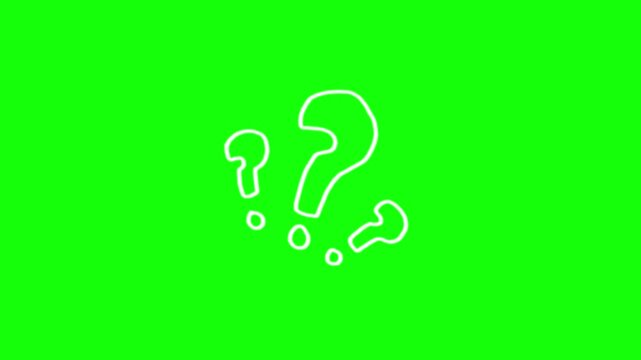 Green screen free video of green print on white question sign question, mark, symbol, sign, icon, faq, button, 